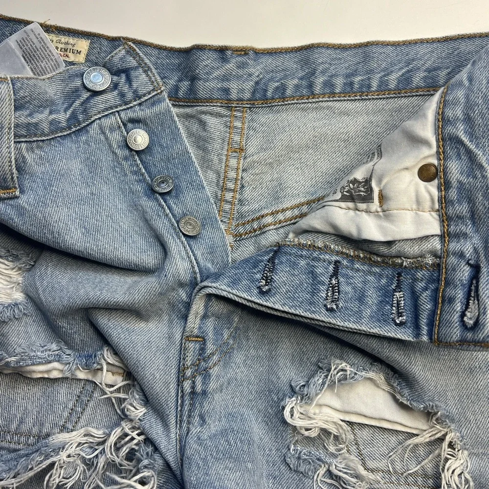 Levi's 501 Cut Off Blue Jean Shorts Women 28 High Rise Button Fly Hipster Summer